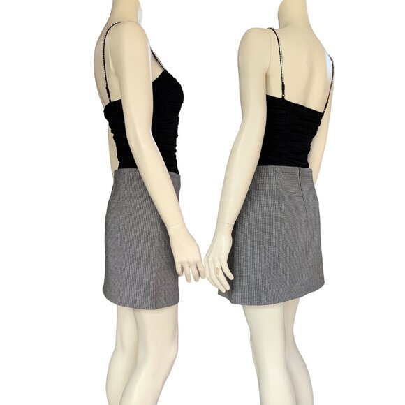 Vintage Jay Jacobs side-slit tailored pencil black & gray mini skirt - size 6 - Picture 2 of 11